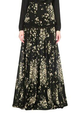Giambattista Valli $2946 Floral Daisy Silk Chiffon Maxi Skirt Large NWT